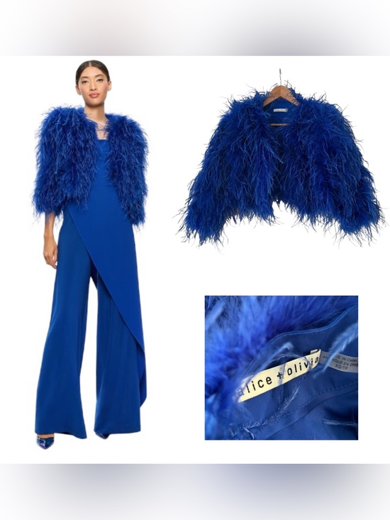 Alice + Olivia Jackets & Blazers - Alice + Olivia Kidman Feather Trim Jacket Luxury Statement Coat XS